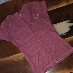 True Religion Burgandy V-Neck Tee